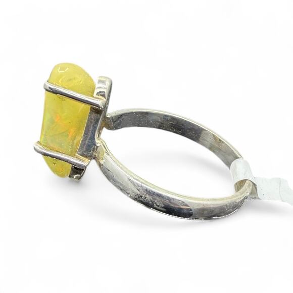 Freeform Ethiopian Opal Ring 925 Sterling Silver Size 9 Handmade - Picture 3 of 7